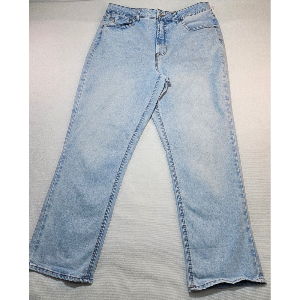 Frye Women Light Wash Straight Leg Denim Jeans Size 14/32 Light Blue Stretch